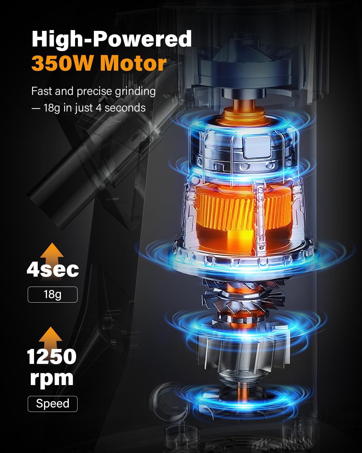 SHARDOR 64mm burr grinder offers 100-level grind settings for espresso to pour-over.