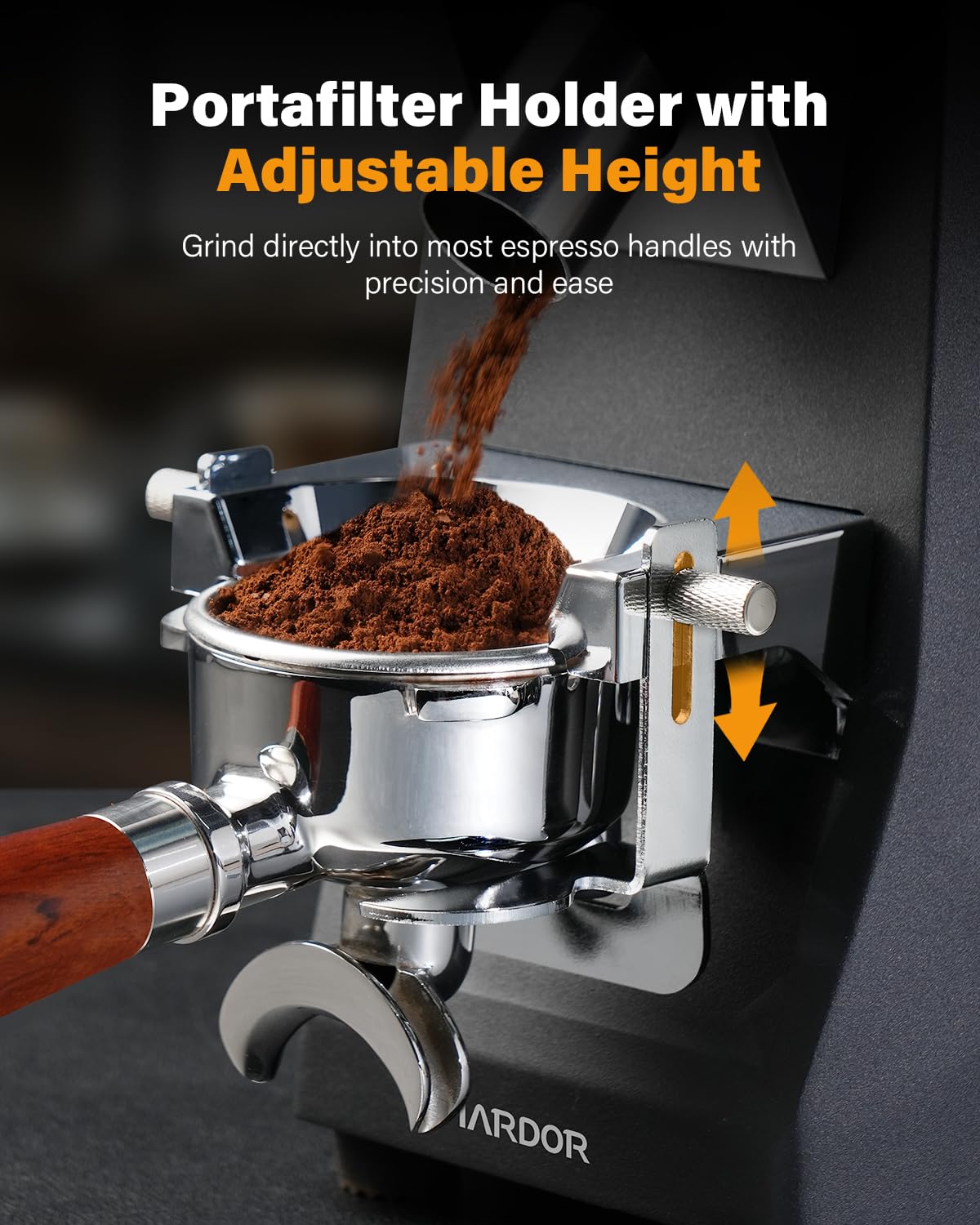 SHARDOR 64mm burr grinder steel burrs ensure consistent particle size and reduced heat.