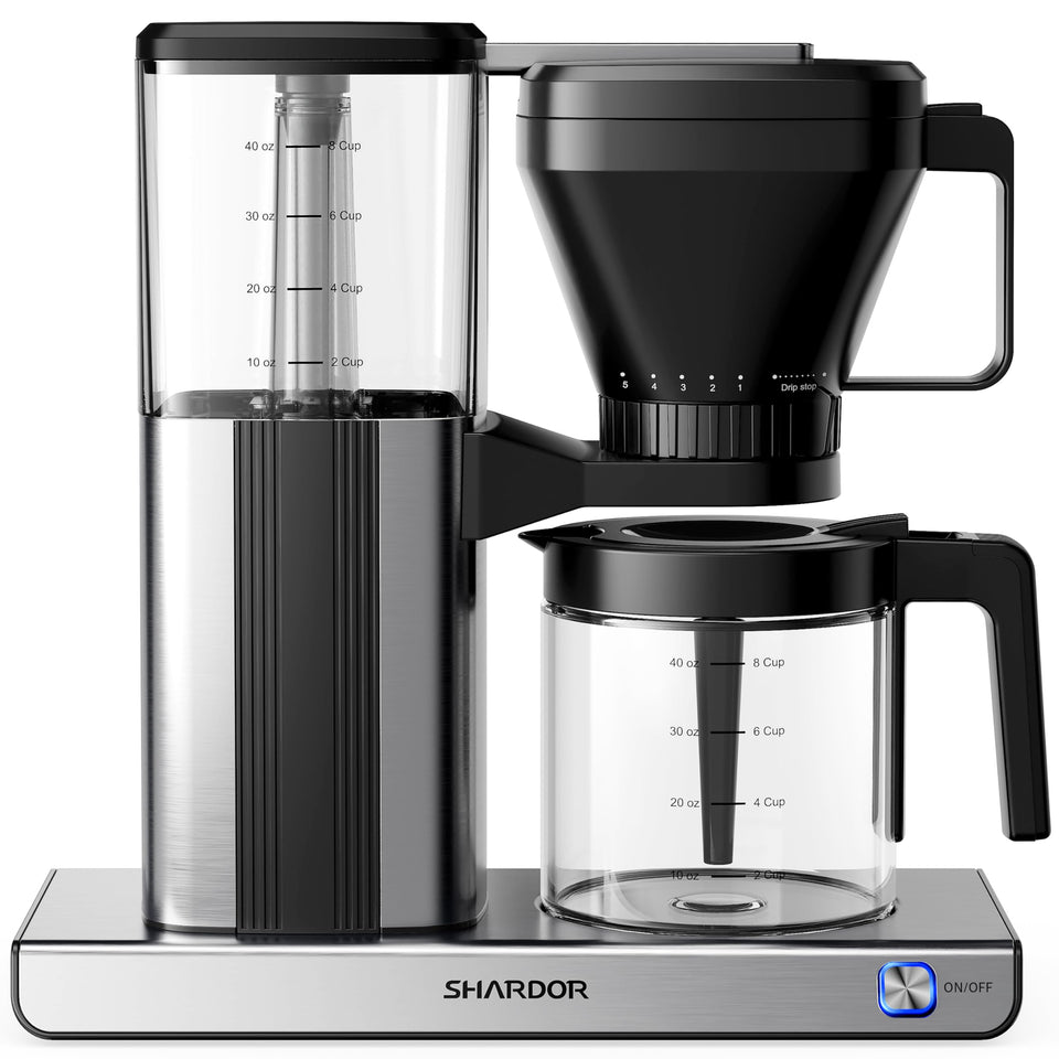 SHARDOR 8-Cup coffee maker front view emphasizing compact design.