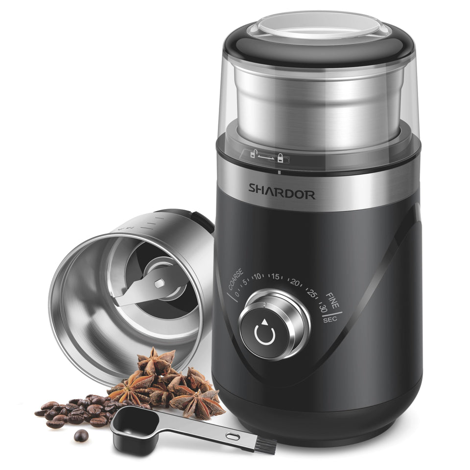 SHARDOR adjustable coffee grinder with espresso grind precision at home.