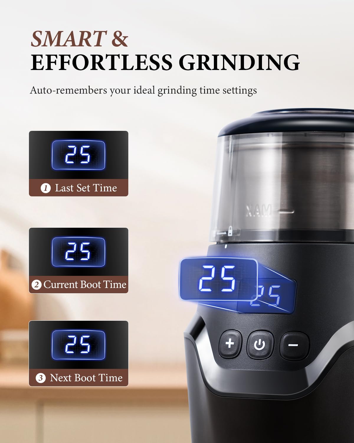 Ultra-quiet operation during grinding at 63 dB