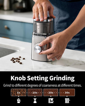SHARDOR adjustable timer knob on grinder enables precise grind control for different brews.