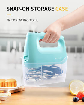 Blue SHARDOR mixer with ergonomic design for comfortable, controlled mixing.
