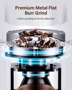 SHARDOR burr grinder burr close-up reveals sturdy flat burr design.