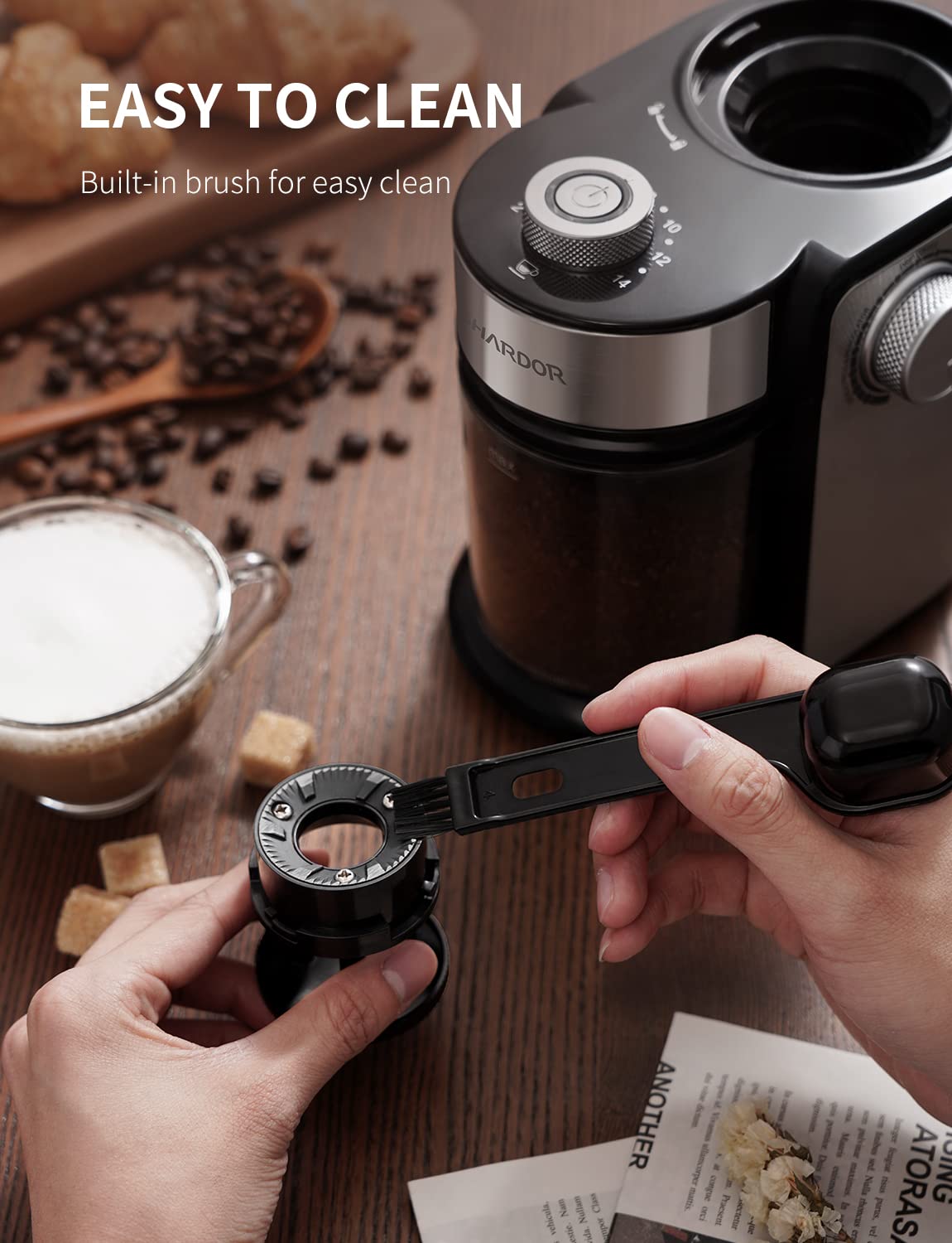 SHARDOR burr grinder removable upper burr for easy cleaning