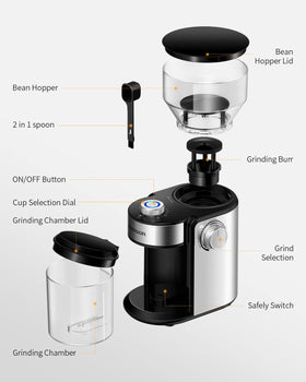 SHARDOR burr grinder stainless steel finish for modern kitchens