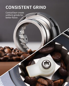 SHARDOR conical burr grinder with portafilter cradle enabling direct grinding