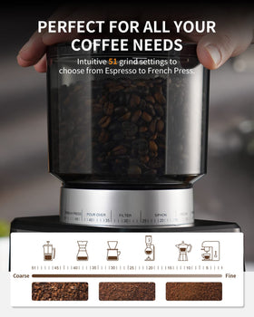 SHARDOR grinder with 51 settings dial for espresso to French press