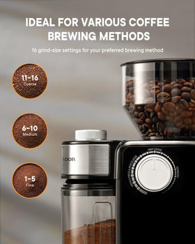 SHARDOR 2.0 grinder with grind settings dial demonstrating versatile options