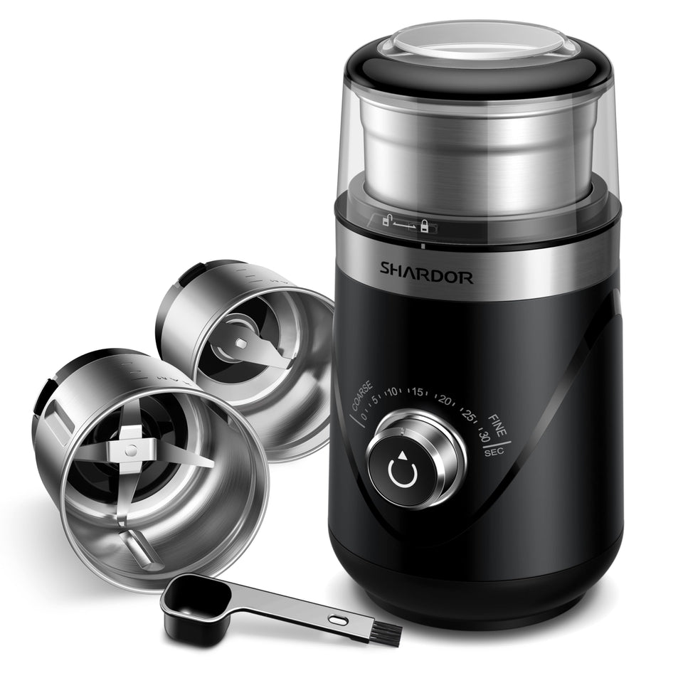 SHARDOR electric silent grinder front view for quiet morning coffee grinding