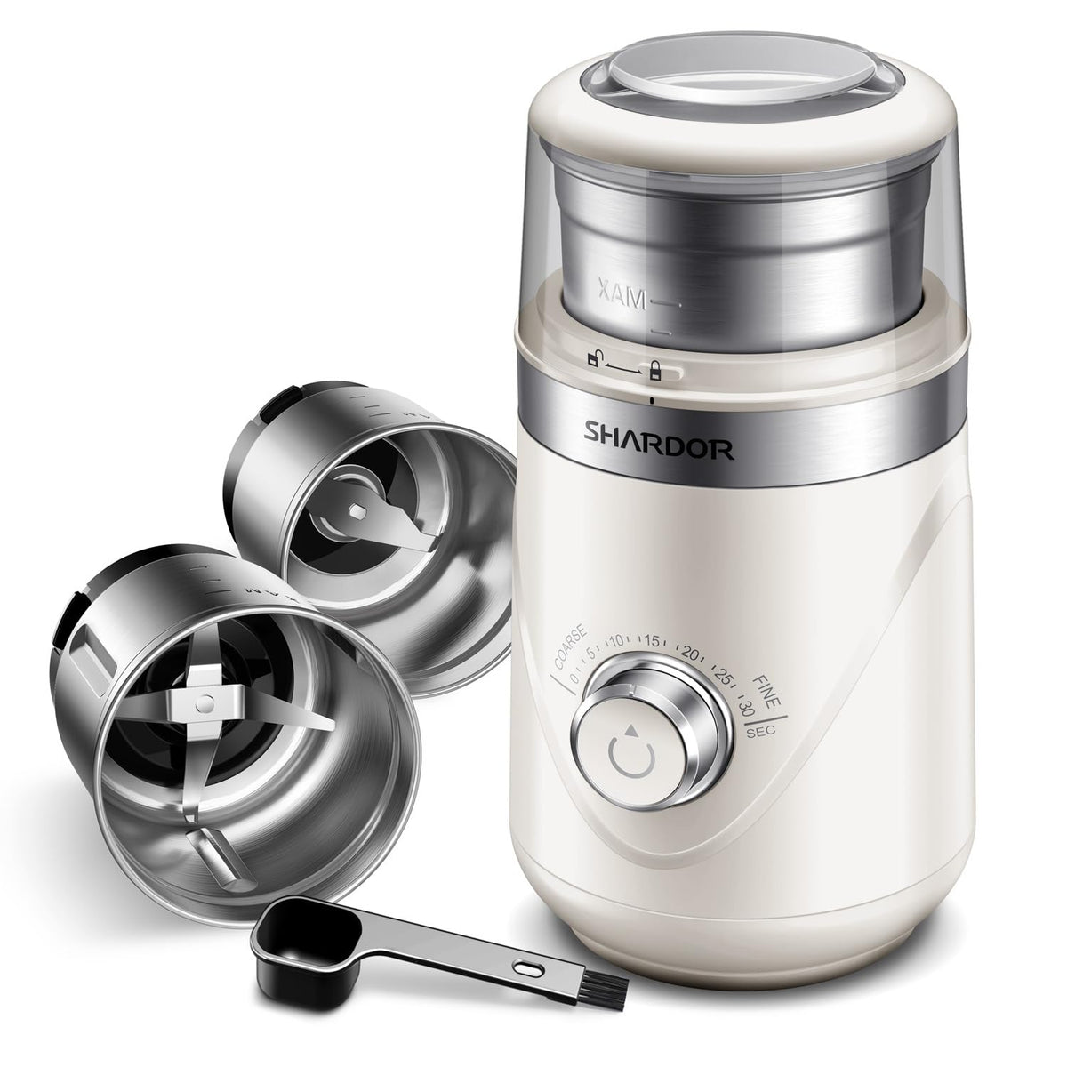 SHARDOR Electric Silent Blade Grinder front view showing compact, quiet design for morning use
