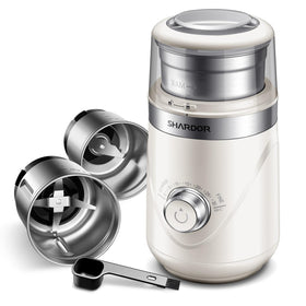 SHARDOR Electric Silent Blade Grinder front view showing compact, quiet design for morning use