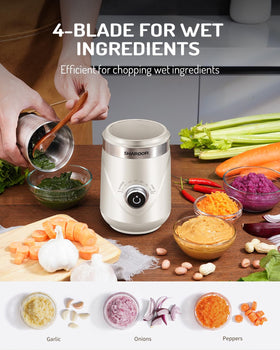 SHARDOR grinder with stainless steel bowls and dual blades in action