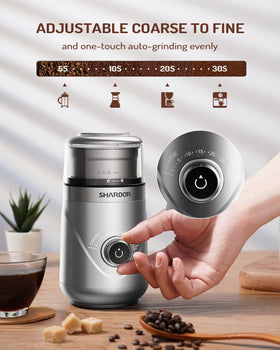 SHARDOR Electric Silent Grinder with removable cup enhances easy loading and cleaning