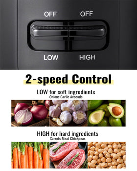 SHARDOR food chopper 2-speed controls enable versatile processing.