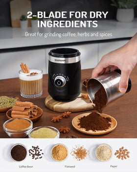 SHARDOR adjustable grind coarse to fine suits beans, spices, and herbs