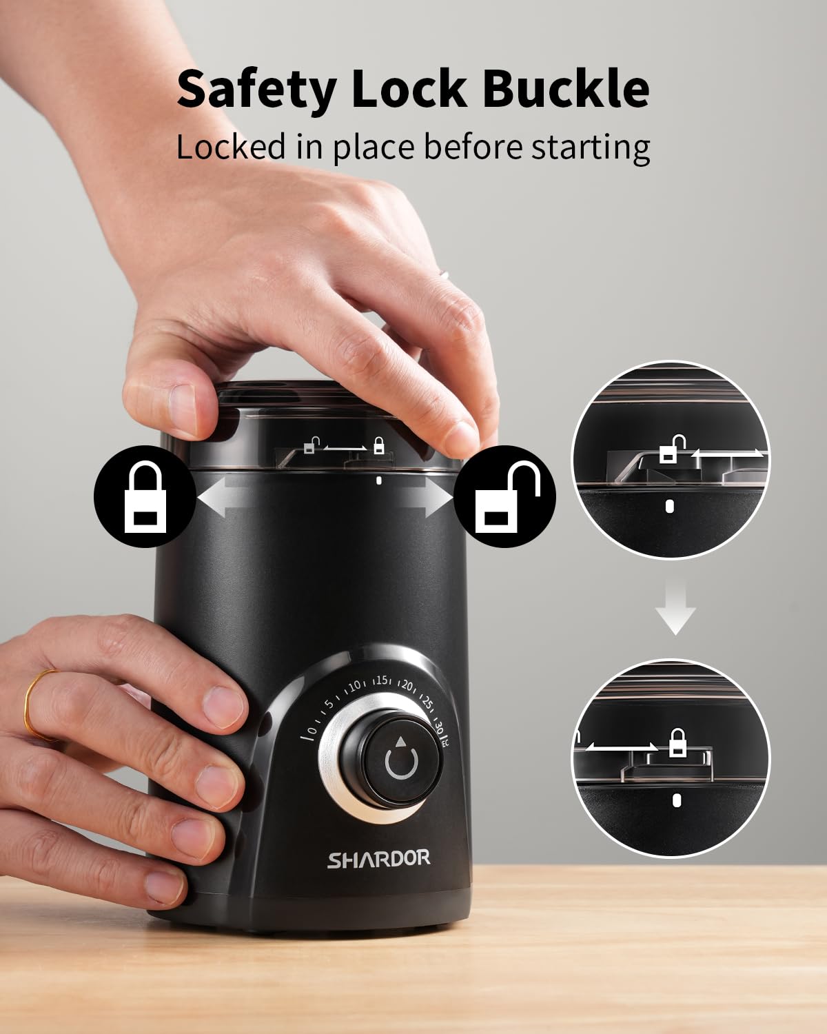 SHARDOR grinder on counter demonstrates space-saving kitchen appliance for daily use