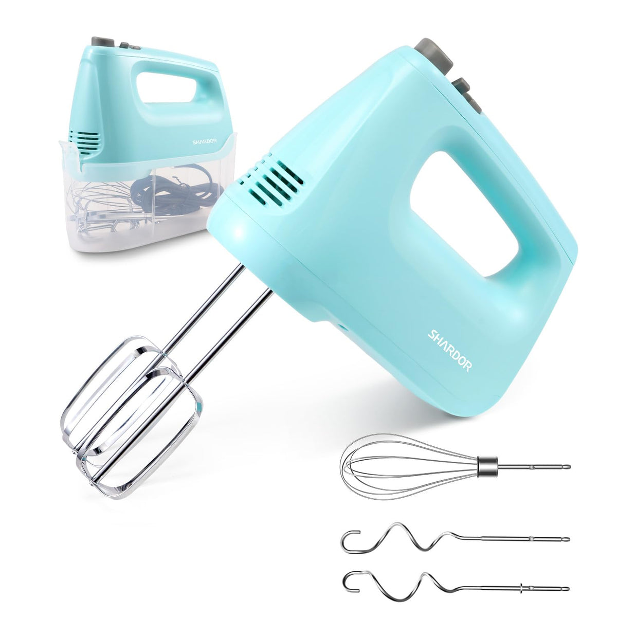SHARDOR hand mixer in action with 6 speeds for versatile batter preparation.