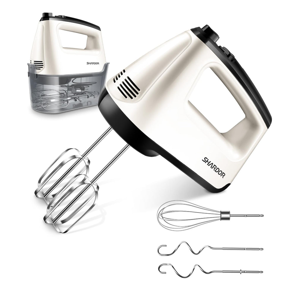 SHARDOR Hand Mixer front view shows six speeds for versatile blending.