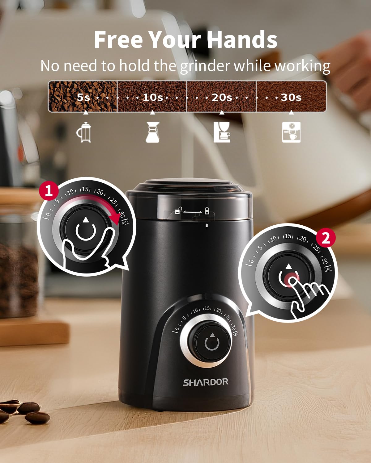 SHARDOR multi-functional grinder handling spices and herbs with fresh aroma