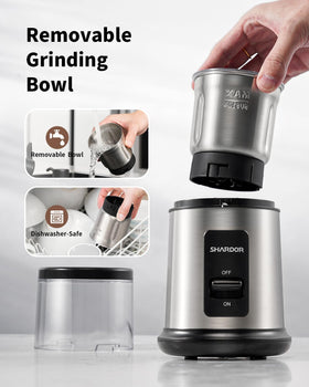 SHARDOR One Touch grinder with coffee beans ready to grind