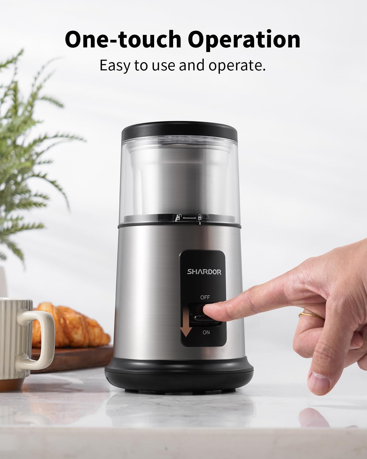 SHARDOR One Touch grinder operates quietly in the kitchen at 60 dB