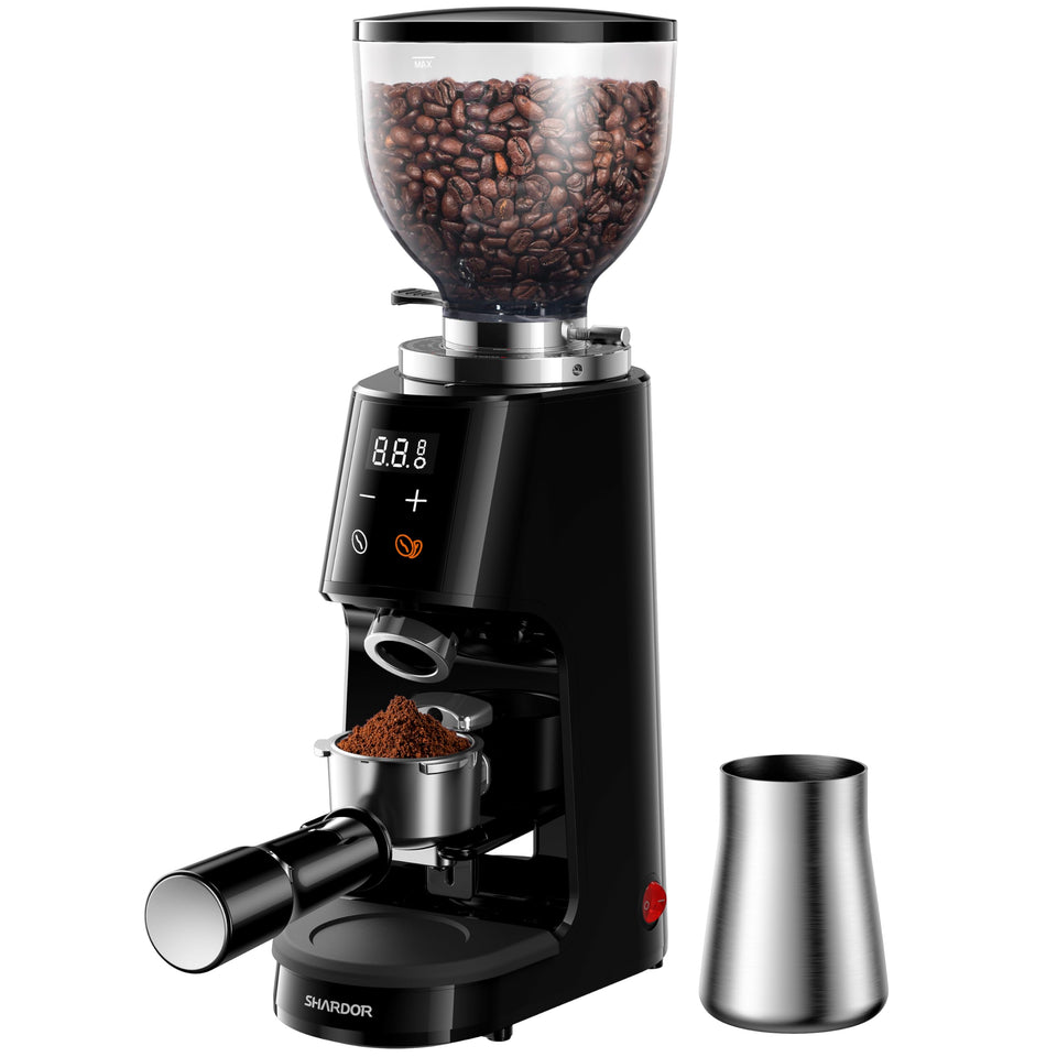 SHARDOR professional 64mm burr grinder front view for consistent grind size
