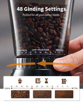 SHARDOR precision timer and digital display provide easy, accurate control over grinding sessions.