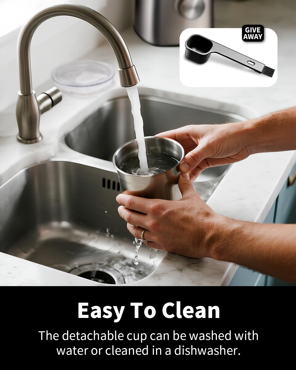 SHARDOR removable grinding cup allows easy cleaning and dishwasher-safe maintenance.