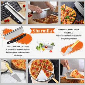 Sharmila pizza peel set with gift box for home baking.