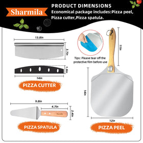 Sharmila aluminum peel glides pizza smoothly across the surface.