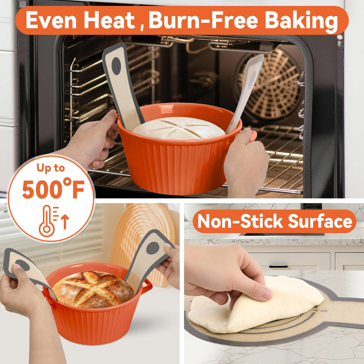 Sharmila silicone bread sling withstands heat up to 500 degrees Fahrenheit