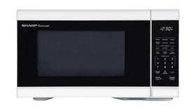 Sharp countertop microwave oven with 12.4-inch carousel turntable for even reheating.