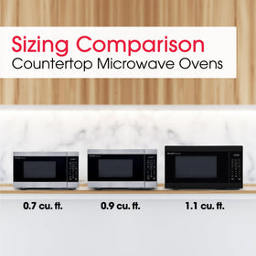 Sharp microwave interior lighting enhances visibility during cooking.