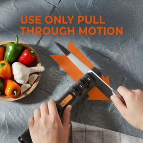 Sharp Pebble kitchen, pocket, and hunting knife sharpener for versatile blades.