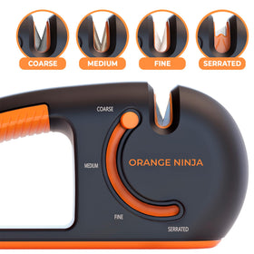 Sharp Pebble Orange Ninja sharpener side view highlights non-slip grip for steady sharpening.