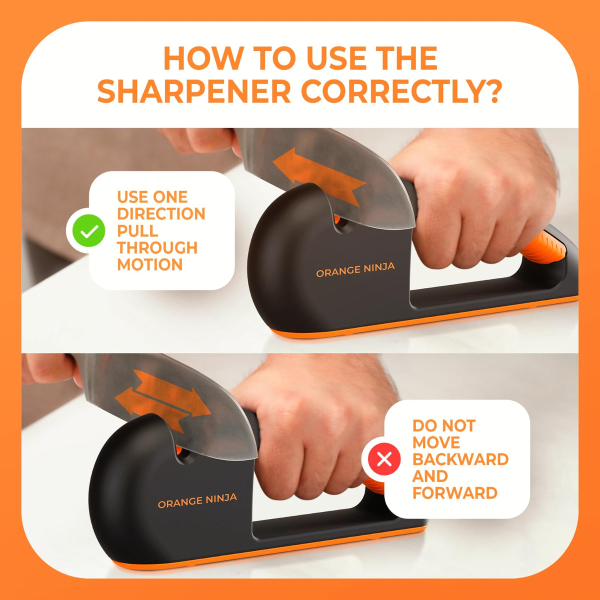 Sharp Pebble Orange Ninja durable ABS body shown for long-lasting kitchen use.