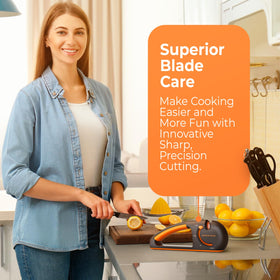 Sharp Pebble Orange Ninja ergonomic grip supports comfortable, blade-friendly sharpening sessions.