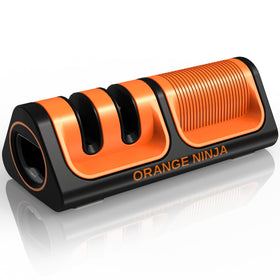Sharp Pebble Orange Ninja Mini Sharpener provides coarse sharpening for kitchen knives.