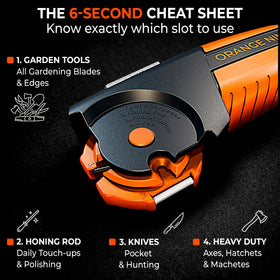 Sharp Pebble Orange Ninja Sharpener side view shows portable design for on-the-go sharpening