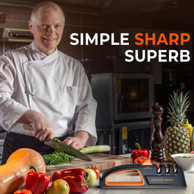 Sharp Pebble portable manual sharpener fits in drawers and bags for travel.