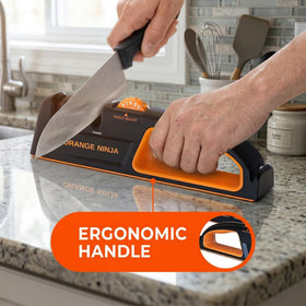 Sharp Pebble razor-edge sharpener delivers a sharp edge after a few pulls.