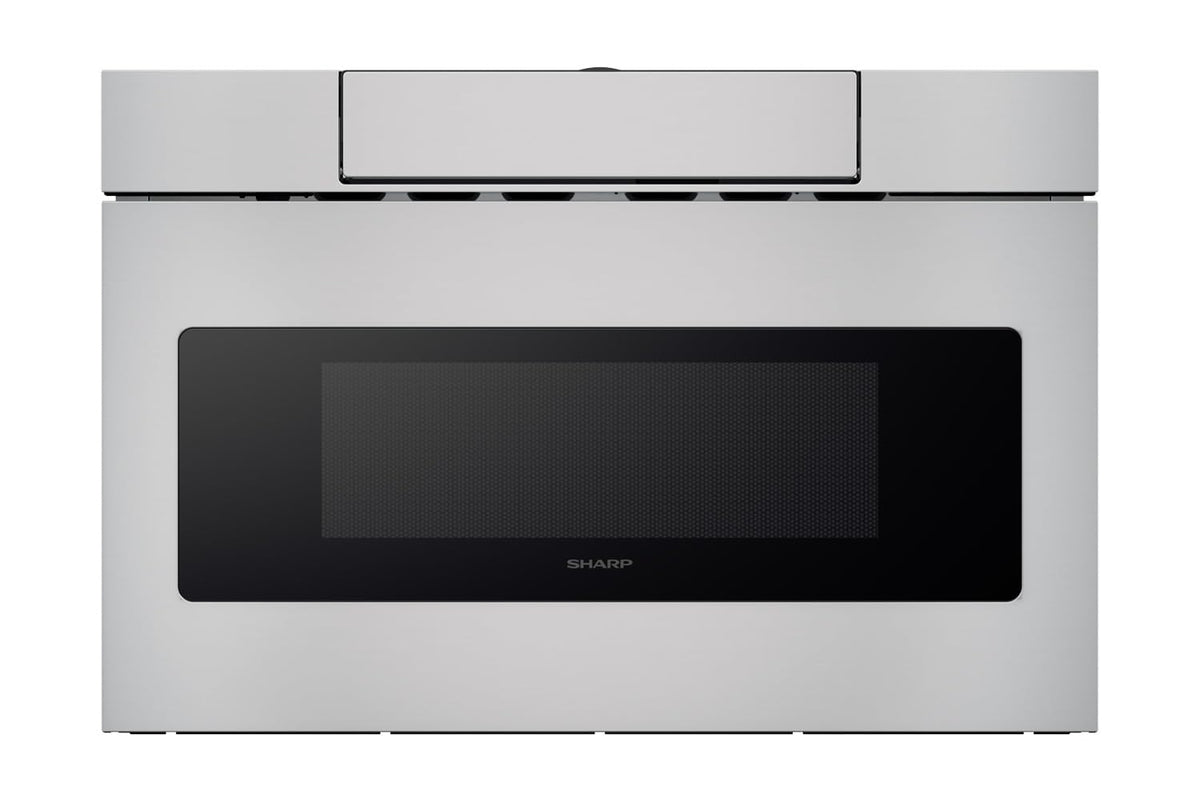 Sharp SMD2470ASY microwave drawer front view in stainless steel for a modern kitchen