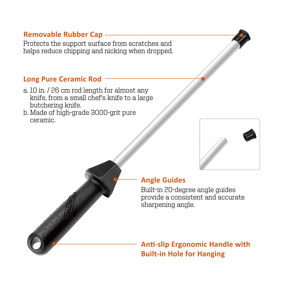 SHARPAL 118H shown with built-in angle guide for consistent knife edges