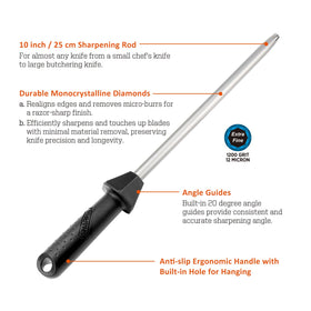 SHARPAL 119N diamond sharpening steel with built-in angle guides for consistent results