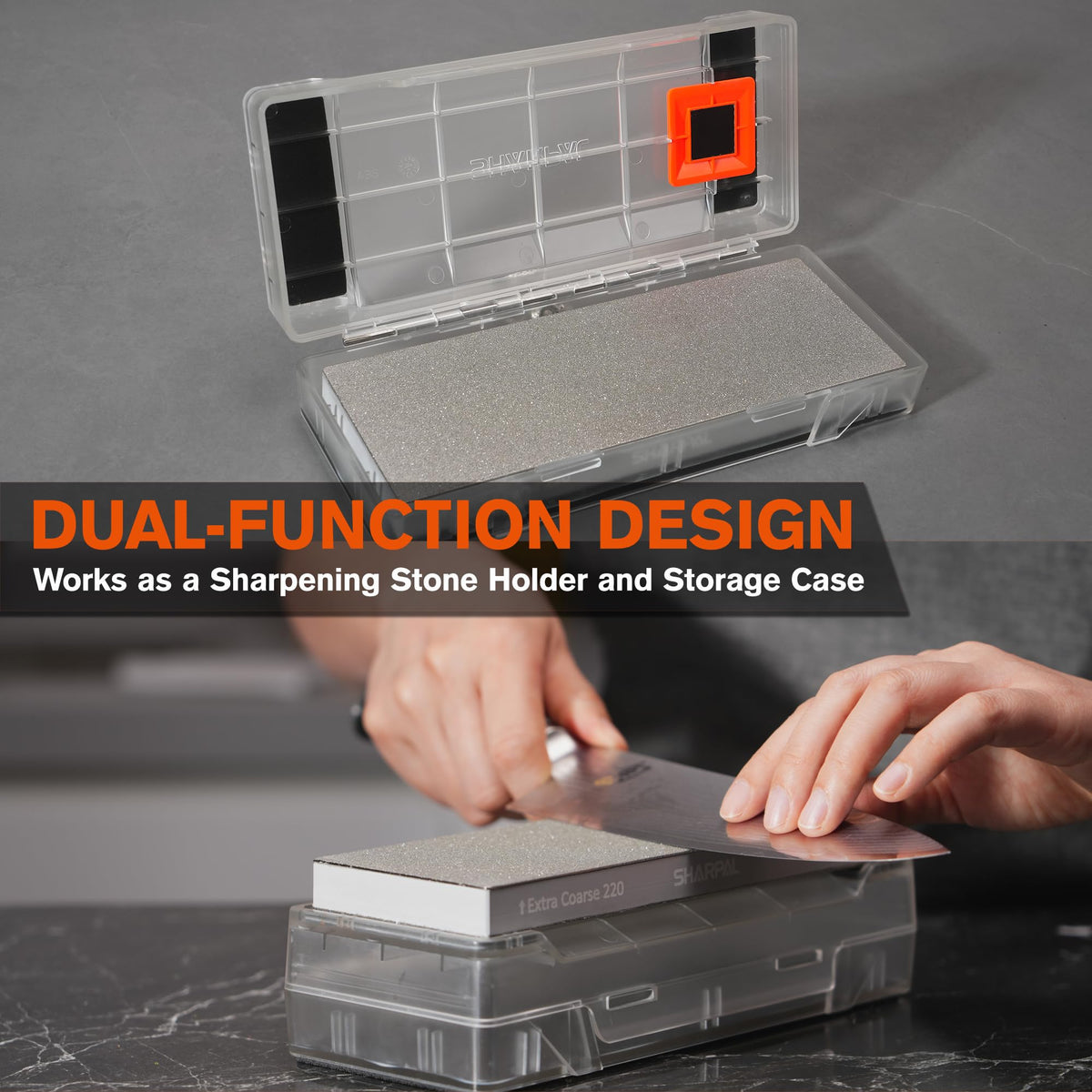 SHARPAL 160H transparent box design lets you see contents at a glance.