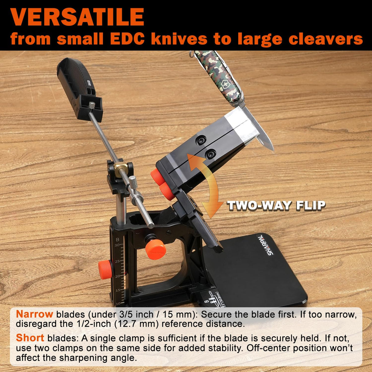 SHARPAL 202H blade clamp system securely holds blades during sharpening