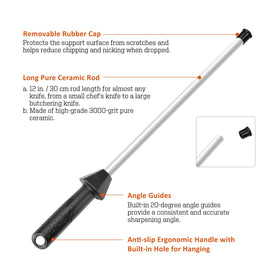 Sharpeak ceramic 3000 grit rod offering durable edge refinement.