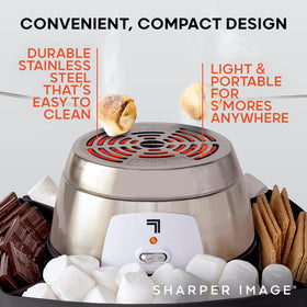 Sharper Image heat element warming tip, suggesting a 25-minute preheat for even toasting.