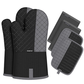 ShawnToo oven mitts 7x13 inches provide sturdy heat protection for hot pots and pans